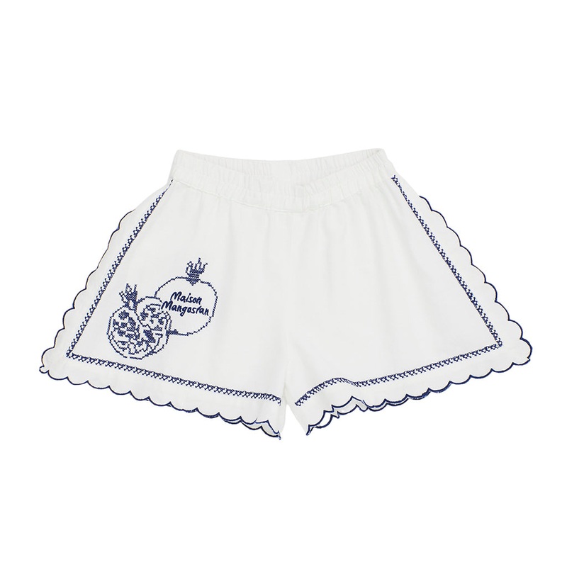 Maison Mangostan Pommegranate Embroidery Shorts