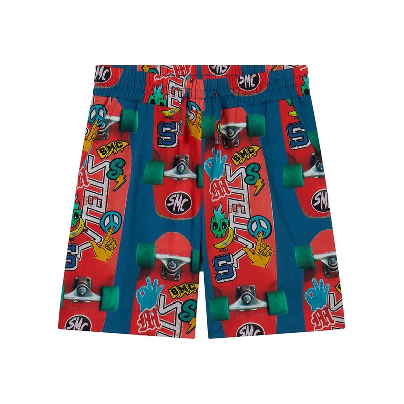Stella McCartney Kids Graphic Skateboards All-Over Print Shorts