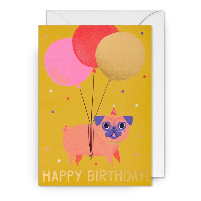 Lagom Design Pug Birthday|Multi-Colored|One-size