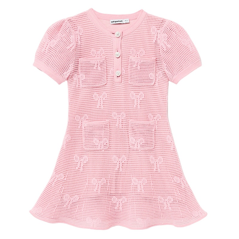 Self Portrait Kids Bow Crochet Knit Dress