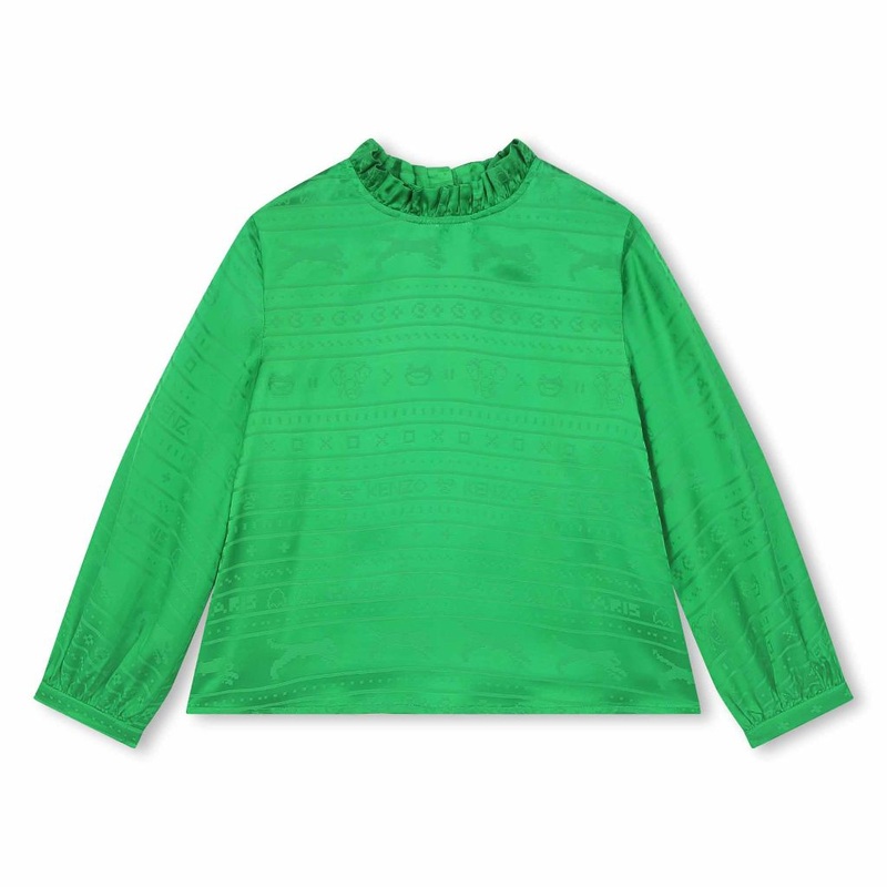 Long Sleeve Patterned Jacquard Blouse