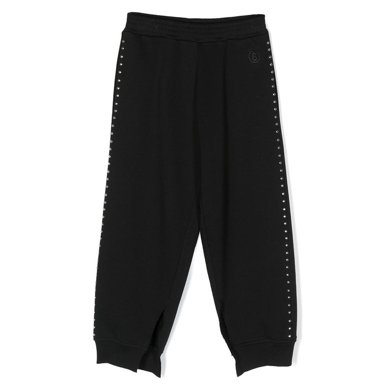 Stud Embellished Cotton Tapered Trousers