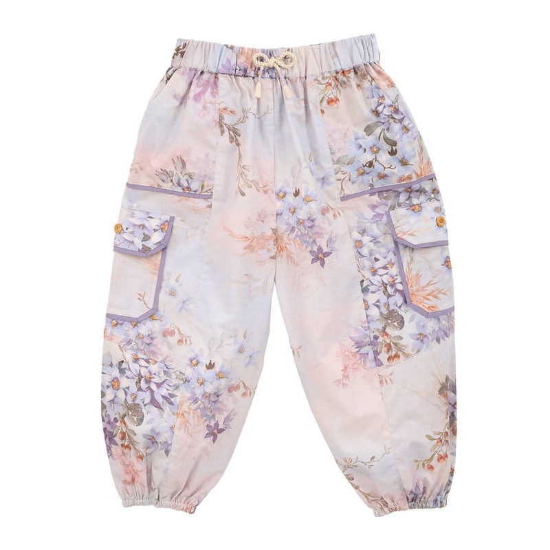 Zimmermann Kids Blue Botanical Floral Cascadian Kids Poplin Pants