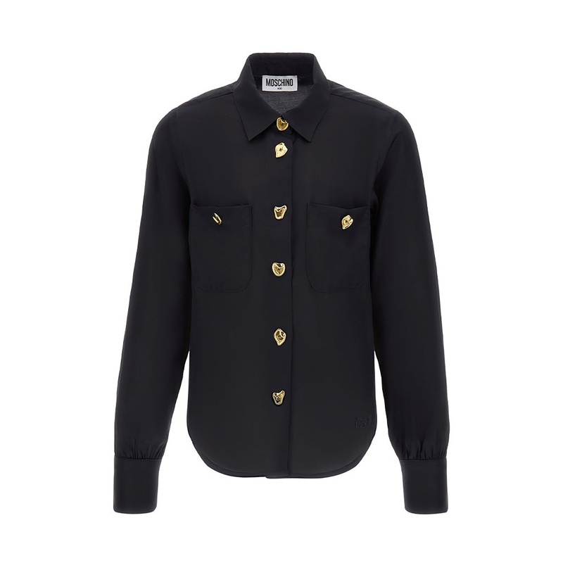 Bear Button Shirt|Black|4 Years|6 Years|8 Years|10 Years|12 Years|14 Years