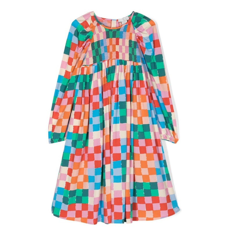 Checked Long Sleeved Dress|Multi-Colored|3 Years|4 Years|6 Years|8 Years|10 Years|12 Years