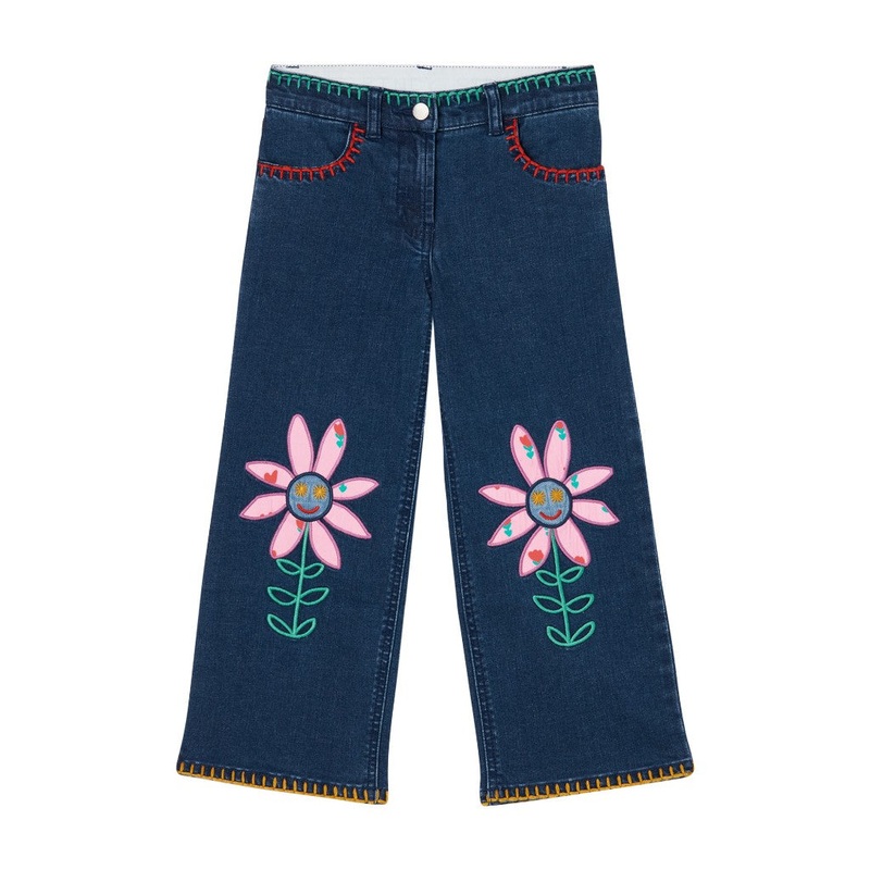 Floral Embroidered Straight Leg Jeans
