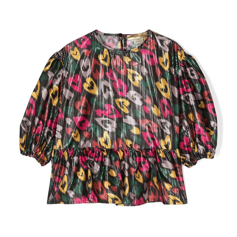 Graphic Print Peplum Top|Black|3 Years|4 Years|6 Years|8 Years|10 Years|12 Years