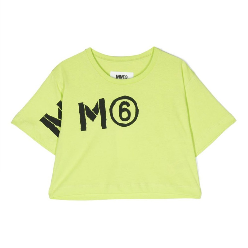 Numbers Motif Cropped Cotton T-shirt