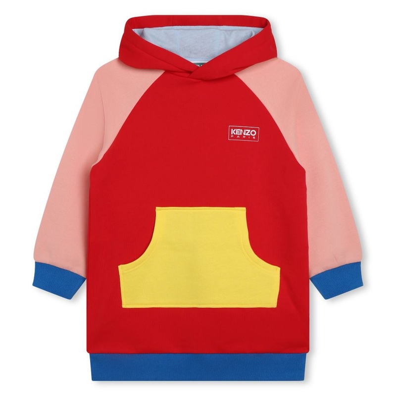 Panelled Design Hooded Dress|Red|3 Years|4 Years|6 Years|8 Years|10 Years