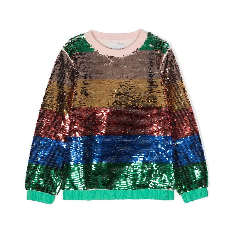 Sequin Embellished Striped Sweatshirt