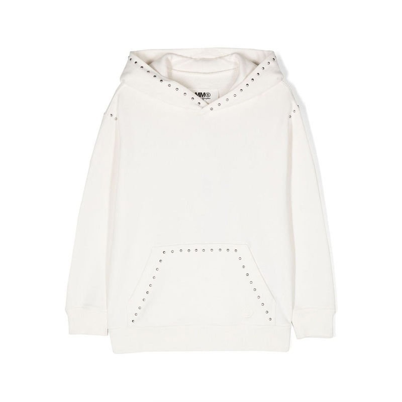 Studded Cotton Hoodie|White|4 Years|6 Years|8 Years|10 Years|12 Years