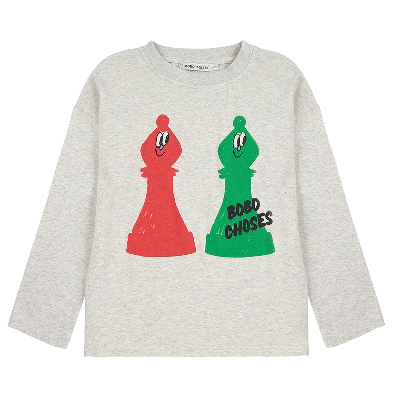 Bobo Choses Checkmate T-shirt|Grey|4 Years|6 Years|8 Years|10 Years|12 Years