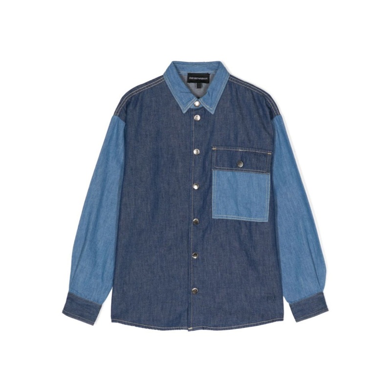 Colour Block Denim Shirt|Blue|4 Years|6 Years|8 Years|10 Years|12 Years|14 Years|16 Years