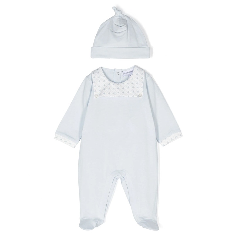 Emporio Armani Junior Eagle Logo Onesie and Hat Set