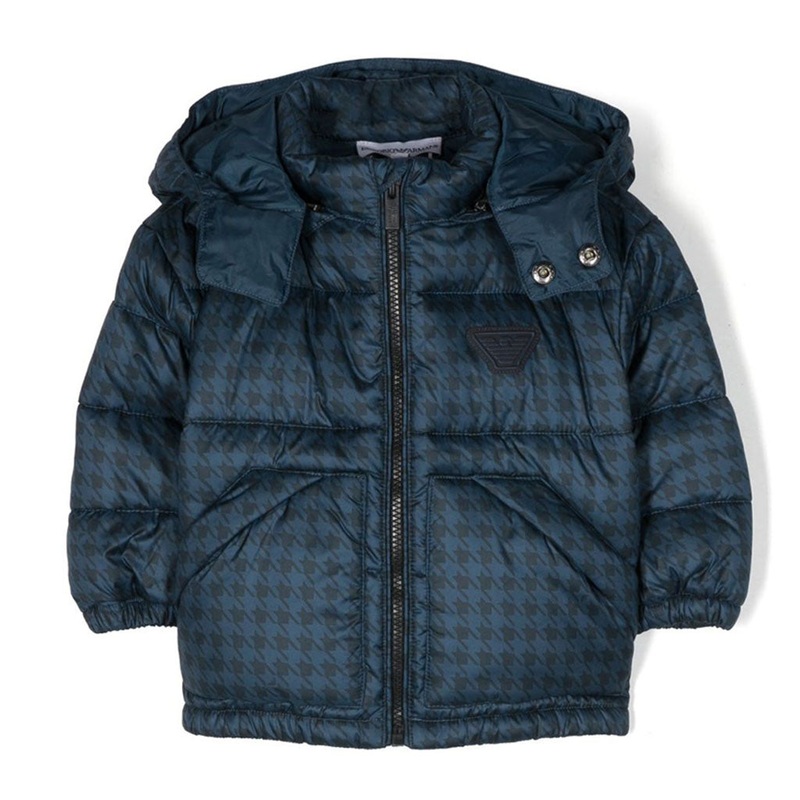 Houndstooth Print Recycled Polyester Padded Jacket