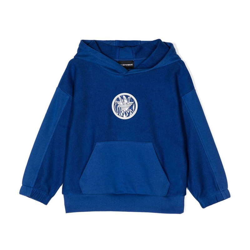 Logo Patch Panelled Hoodie|Indigo|4 Years|6 Years|8 Years|10 Years|12 Years|14 Years|16 Years