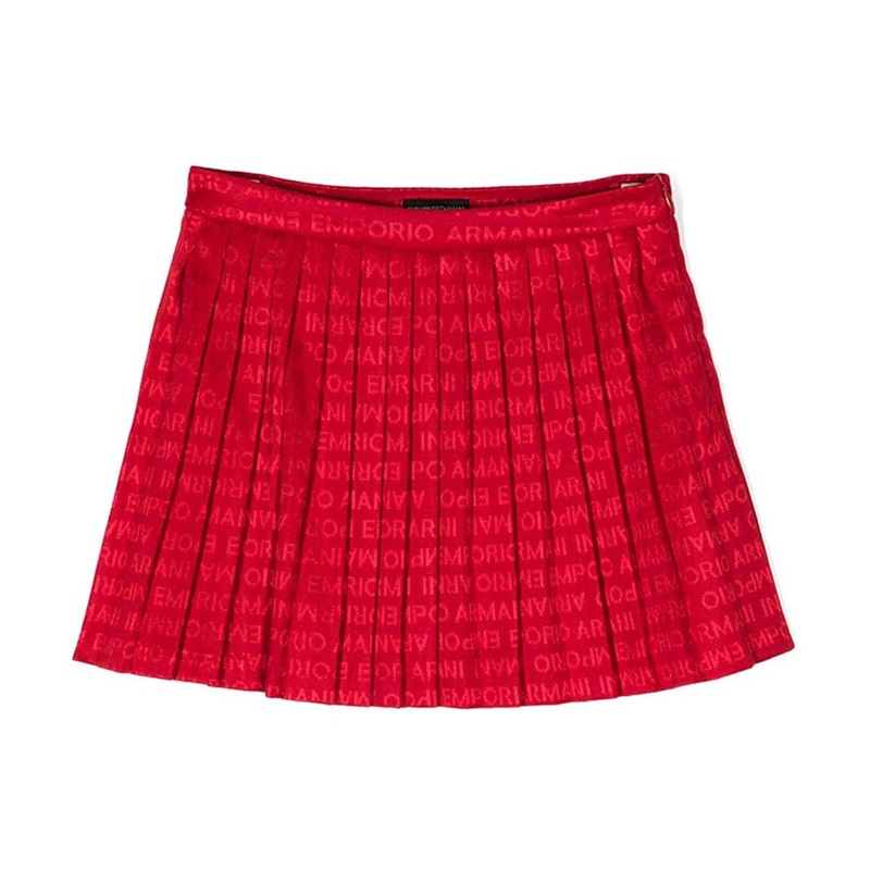 Logo Print Fully Pleated Miniskirt