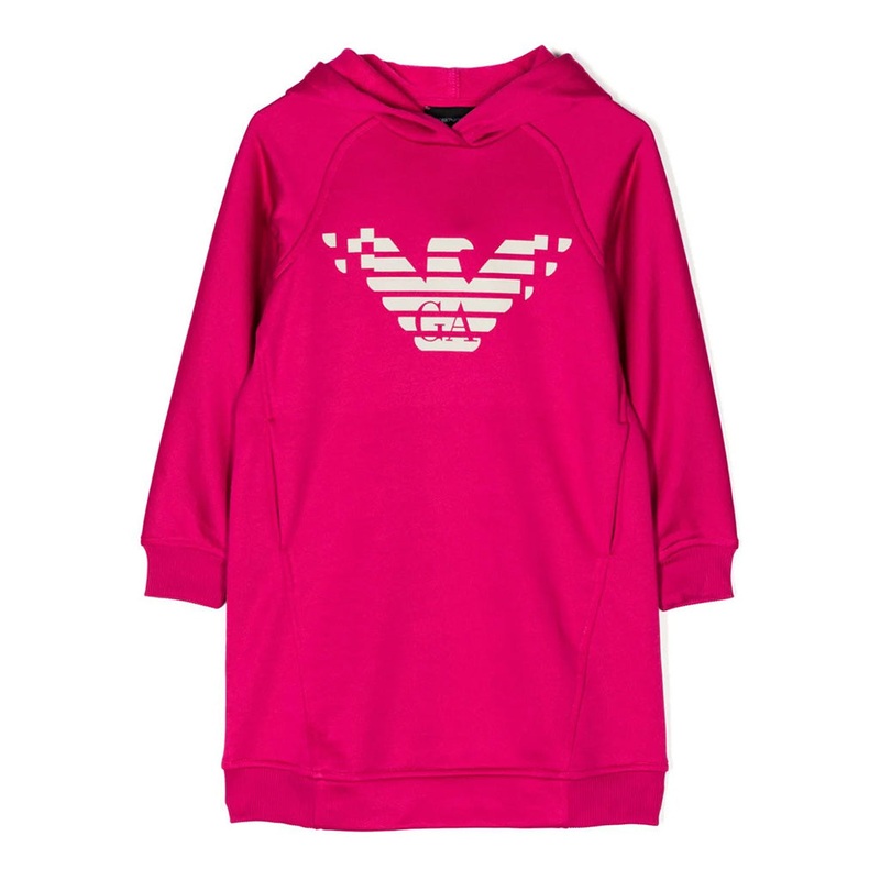 Logo Print Hoodie Dress|Pink|4 Years|6 Years|8 Years|10 Years|12 Years