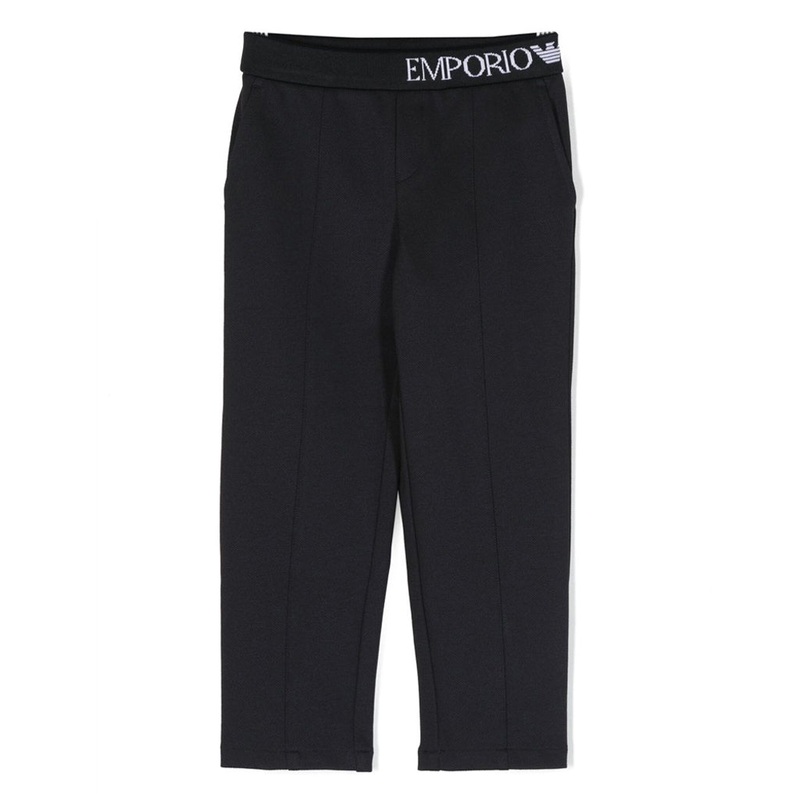 Logo Waistband Twill Straight Leg Trousers