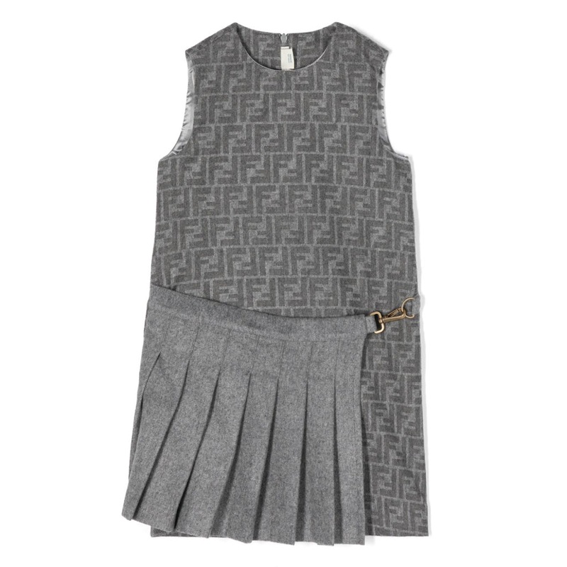 Printed Dress|Grey|4 Years|6 Years|8 Years|10 Years|12 Years|14 Years