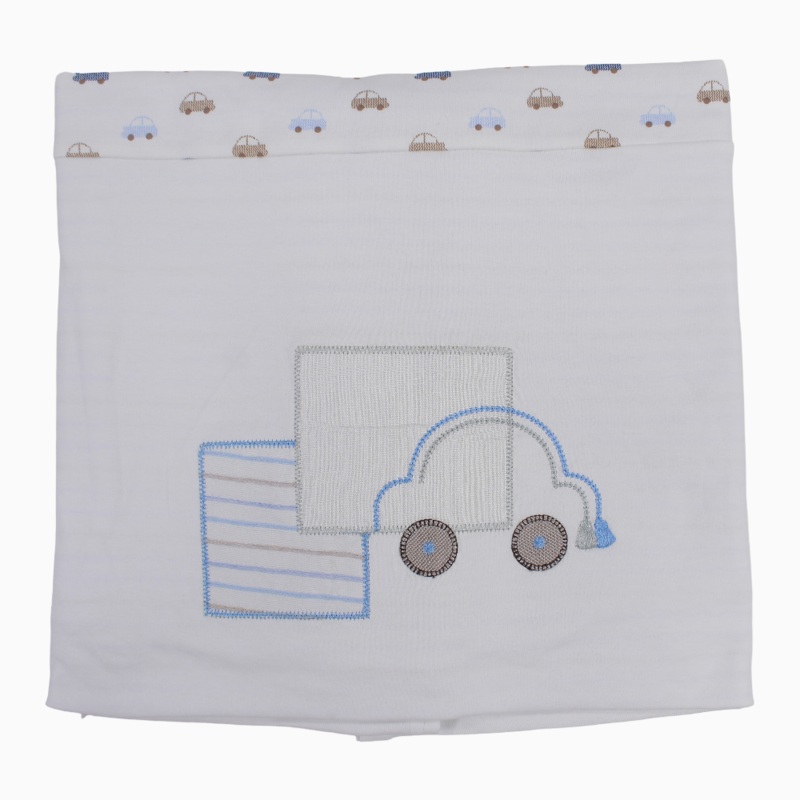 Baby Boys Cotton Blanket  White with Car Design