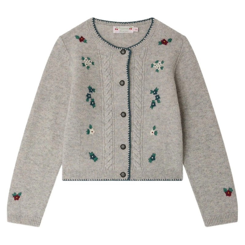 Bonpoint Jamina Cardigan|Grey|4 Years|6 Years|8 Years|10 Years|12 Years|14 Years