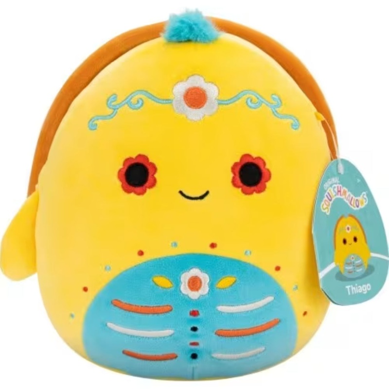 Squishmallows Little Plush 7.5 Inch  Yellow Day of the Dead Sea Turtle Thiago
