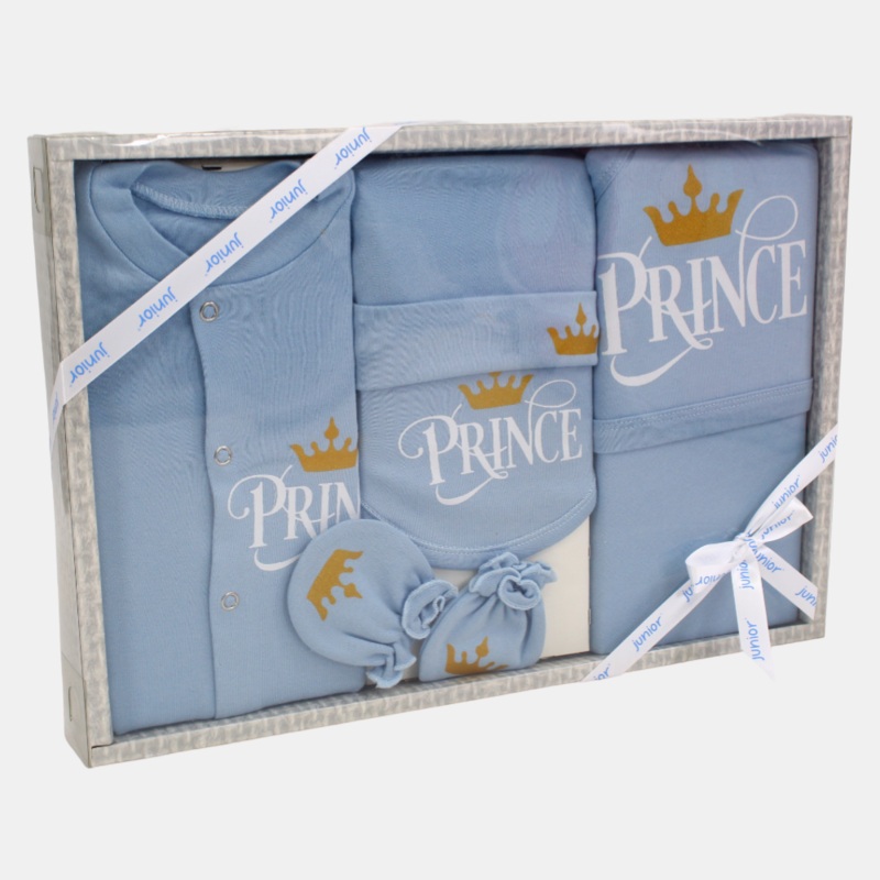 Boys Gift Clothes Box  5-Piece Crown Prince Set in Light Blue