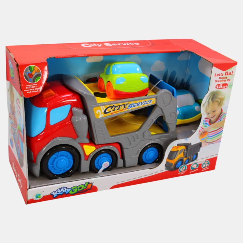 Kiddy Go Busy City Transport Truck with Light and Sound and with 2 Small 9cm Cars