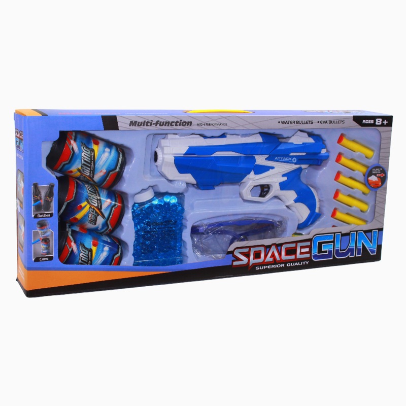 Foam & Gel Bullet Gun with Accessories - White And Blue