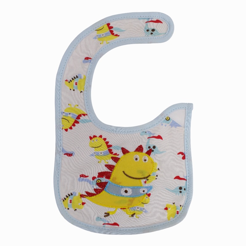 Unisex Baby Bib  White with a Fun Dino Design