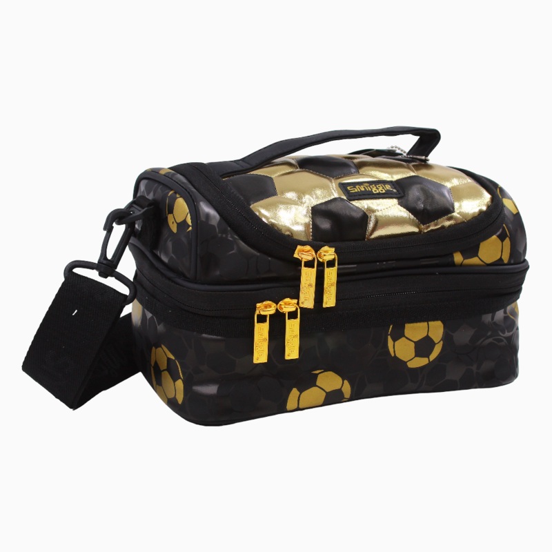 Fabric Lunch Bag Football Design - Black & Golden