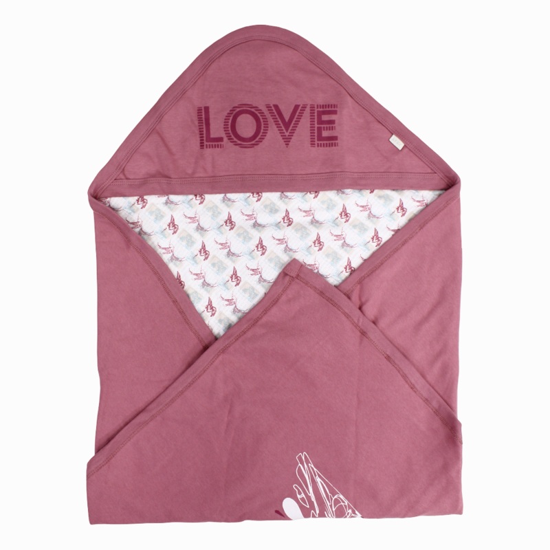 Baby Cotton Blanket  Dusty Pink with Love Birds Design