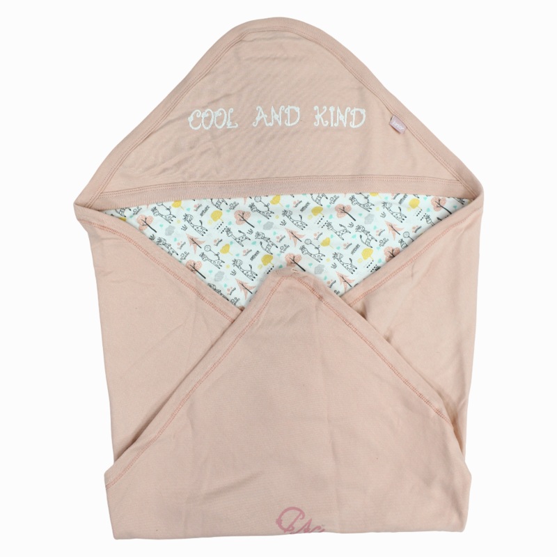 Baby Cotton Blanket  Pink with Cool and Kind Print