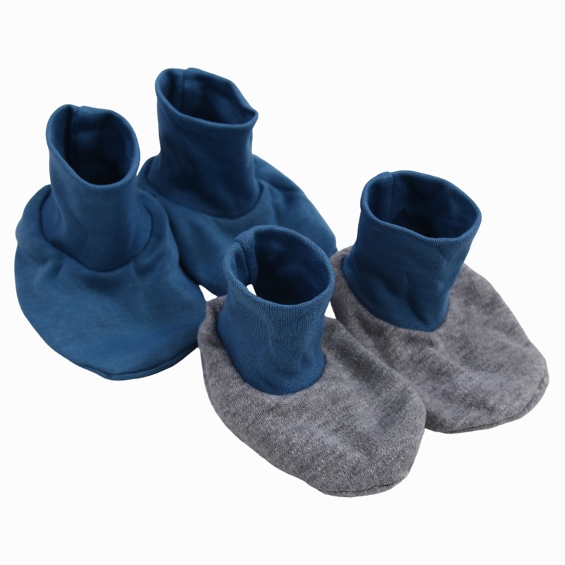 Baby Boys Cotton Footies  Indigo & Grey (2Pcs)