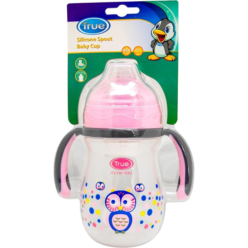 True Non-spill Cup with Weighted Straw 270ml 0-6m  Pink