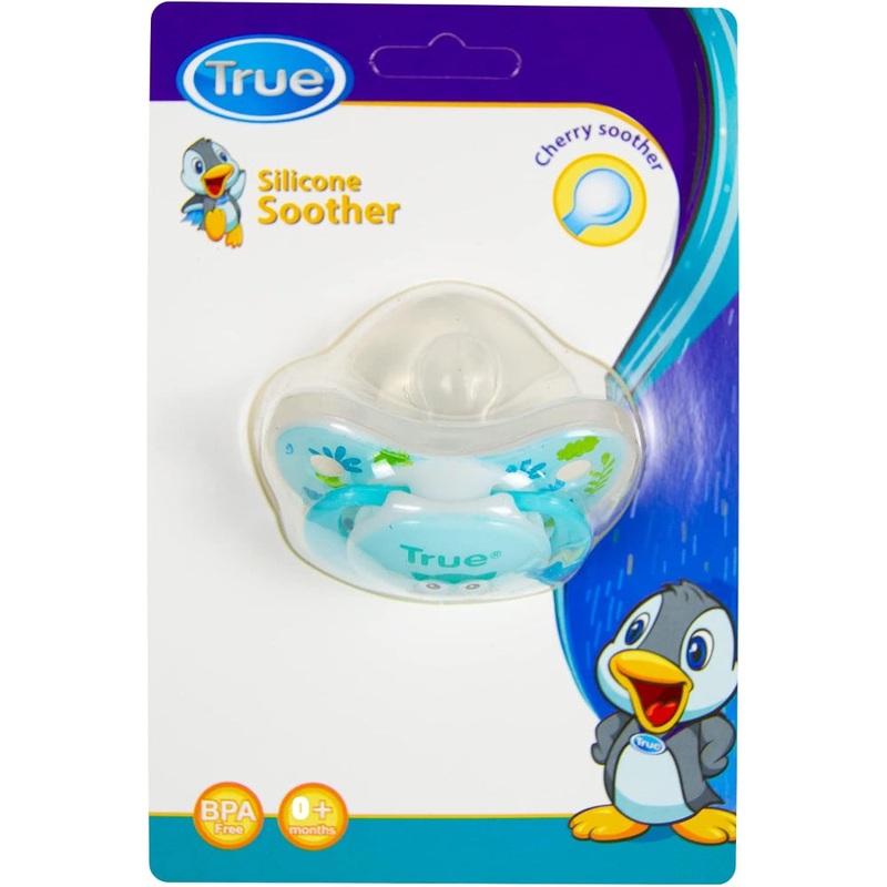 True Silicone Soother with Cap +0M  Aqua
