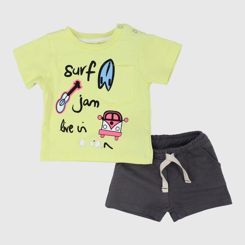 Surf & Jam 2-Piece Outfit Set|Yellow|White|9-12M|12-18M|18-24M|24-36M