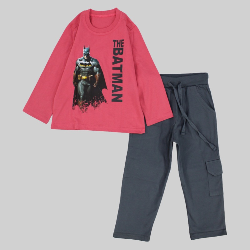 Batman Long-Sleeved Pajama|Red|Yellow|2-3Y|4-5Y|6-7Y|8-9Y|10-11Y|12-13Y|14-15Y