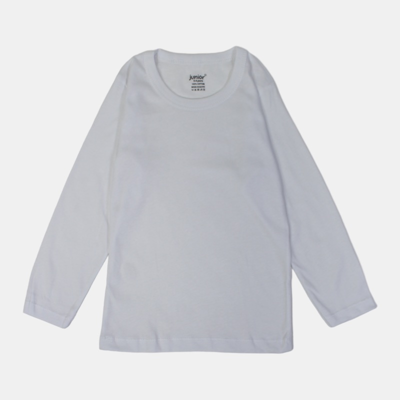 Boys Cotton Long-Sleeved Undershirt  White