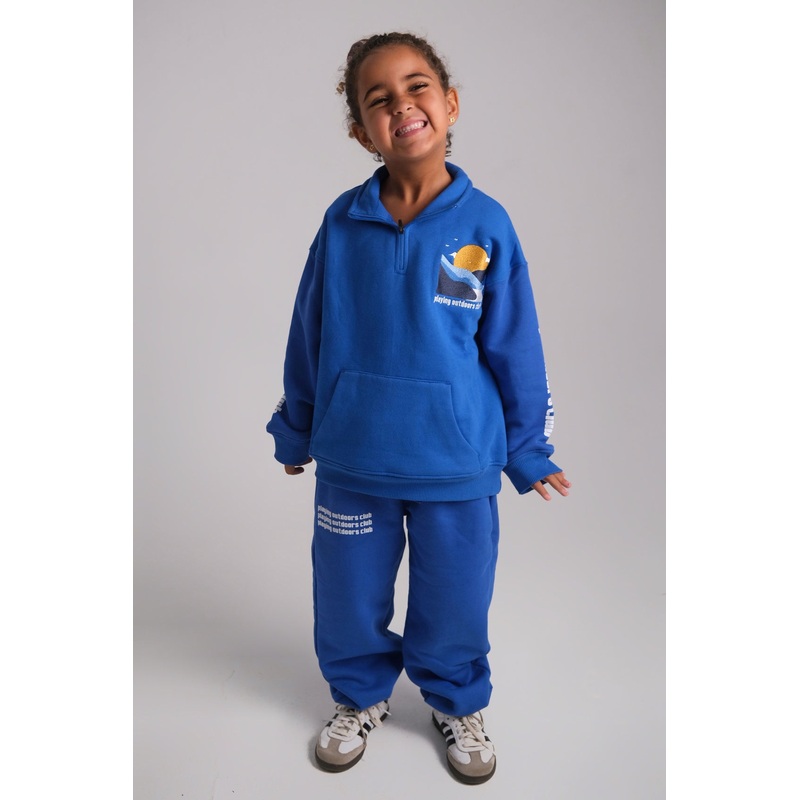 Unisex Blue Playing Outdoors Club Long-Sleeved Sweatshirt