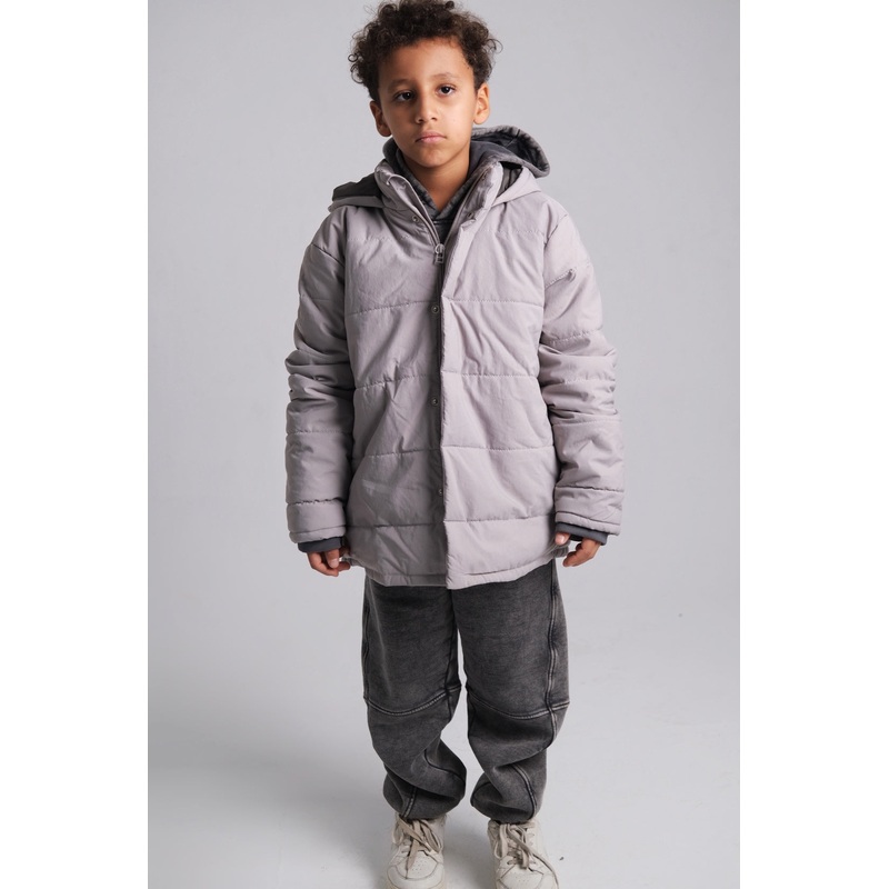 Unisex Grey Puffer Jacket|Grey|12-13Y