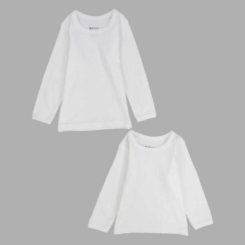 Unisex Plain White Long-Sleeved Undershirt (Pack Of 2)