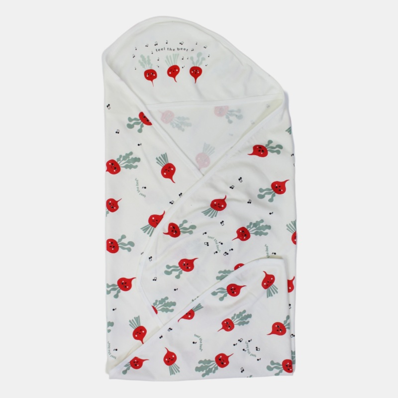 Baby Blanket  Off White with Feel the Beet Design