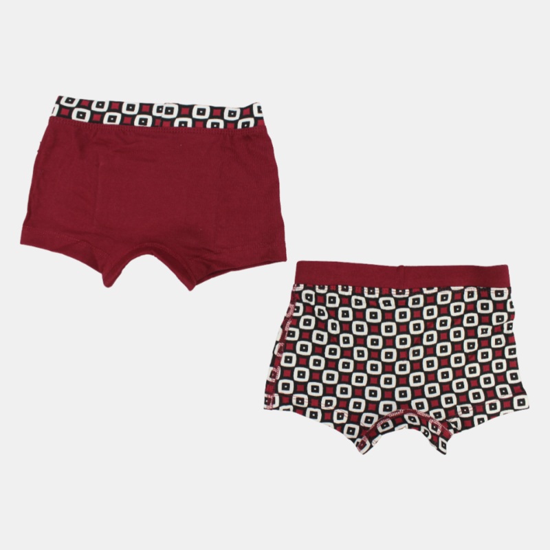 Boys Cotton Boxer Shorts  Maroon (Pack of 2)