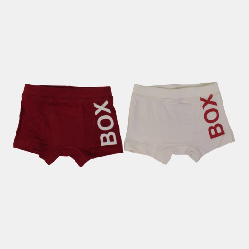 Boys Cotton Boxer Shorts  Red & Beige (Pack of 2)