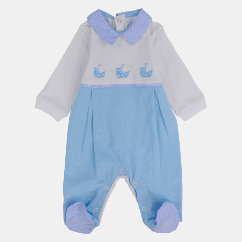 Unisex Baby Cotton Baby Footie  White/Babyblue