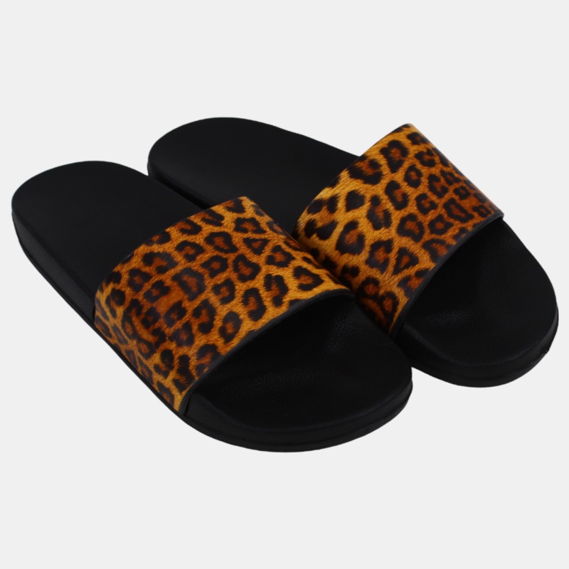 Women's Rubber Slides  Black Tiger Design