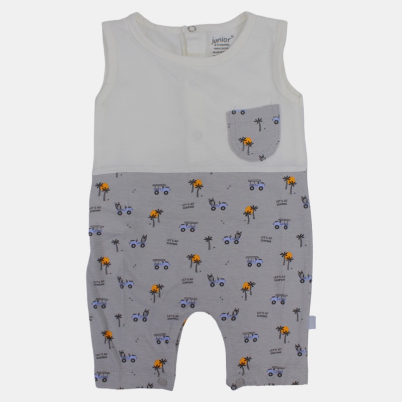 Baby Boys' Romper  Off-White & Gray Let's Go Surfing