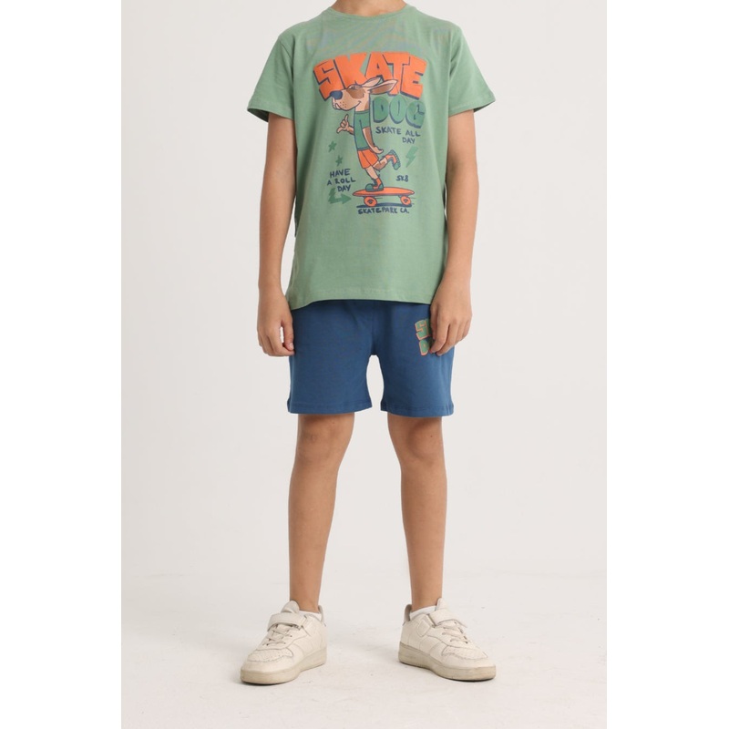 Boys Olive Skate Dog Pajama Set